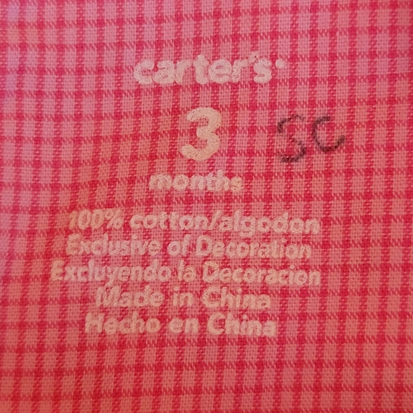 CARTER'S ♡ 2pc Coral 'n White Mini Floral|Bow Top 'n Embroidered Pants Outfit 3M - Picture 15 of 15